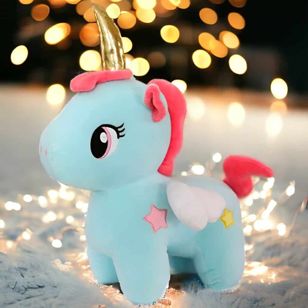 peluche licorne bleue