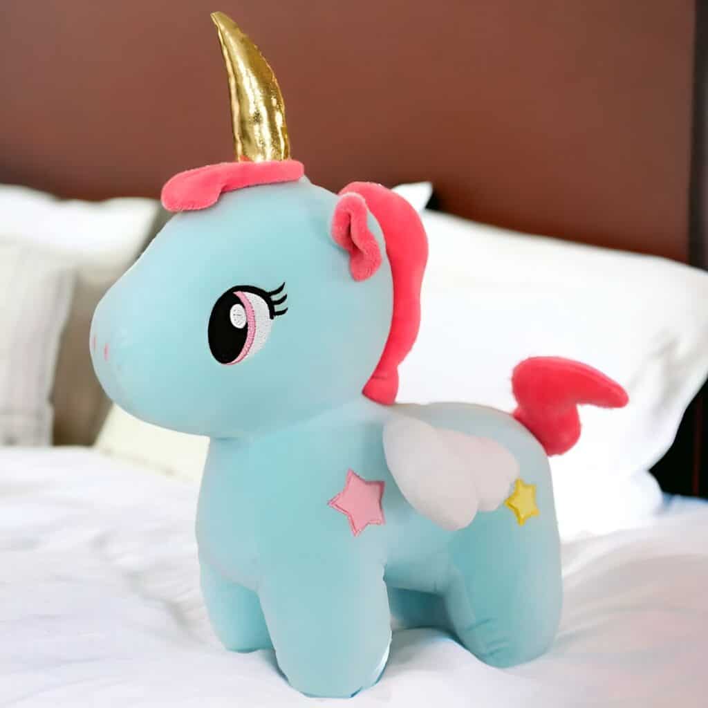 peluche licorne bleue