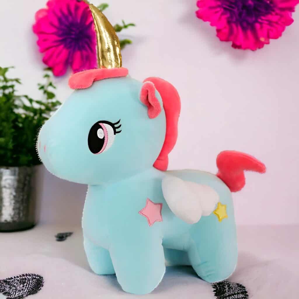 peluche licorne bleue