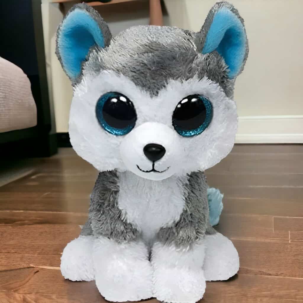 peluche loup gros yeux